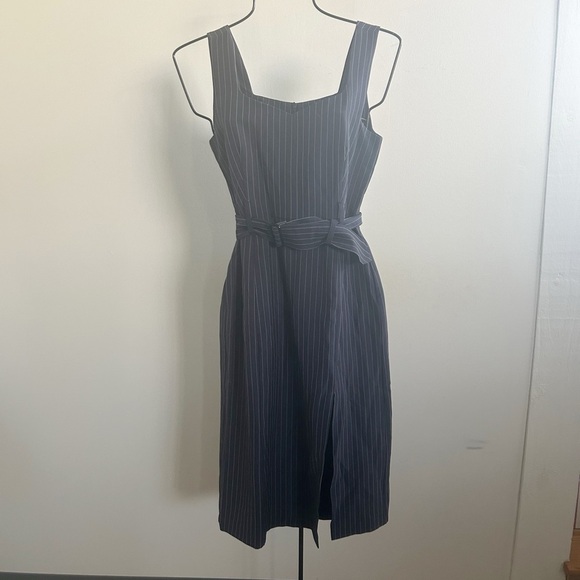 Banana republic pinstripe belted midi dress 00 petite - Picture 1 of 5